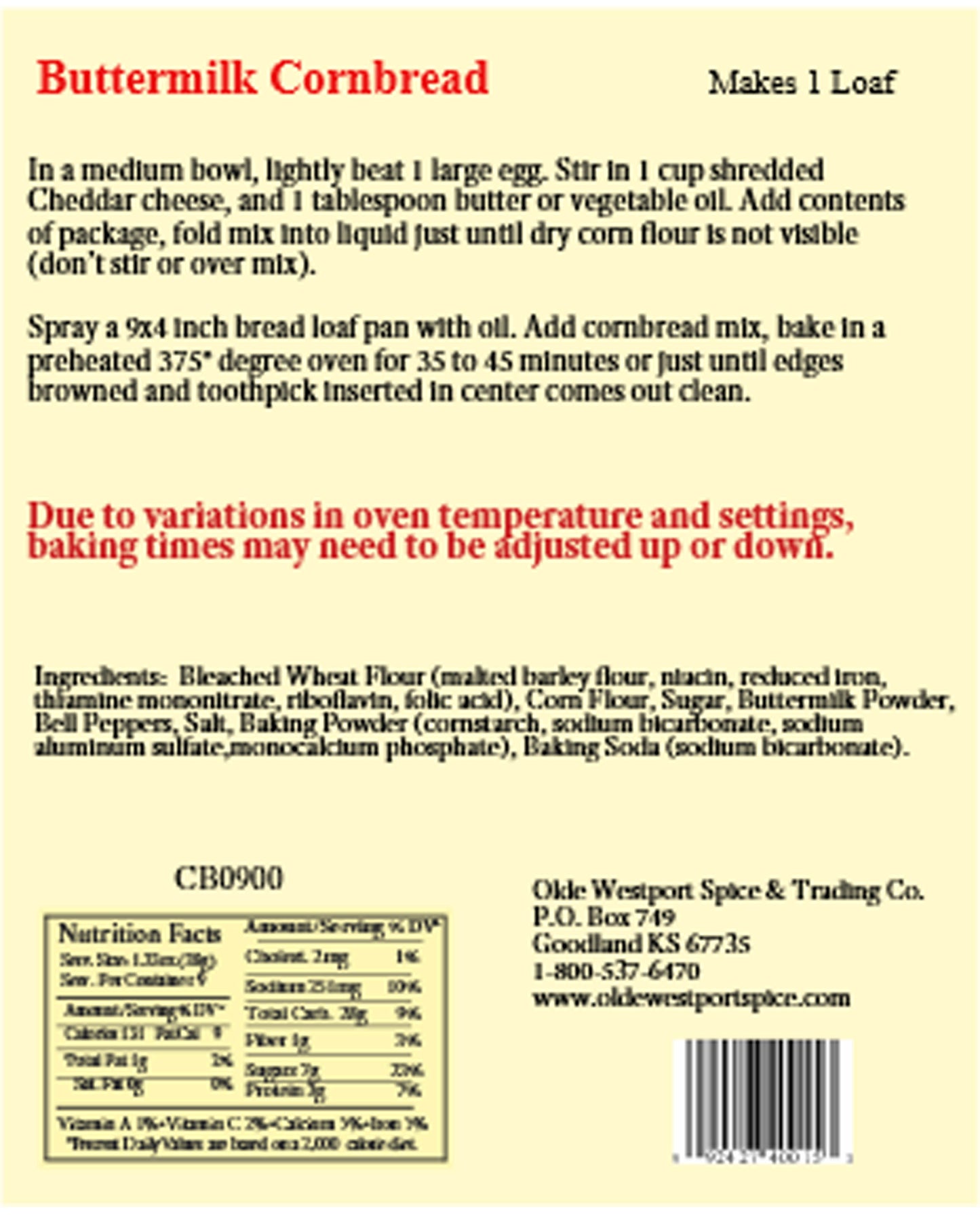 Buttermilk Cornbread Mix