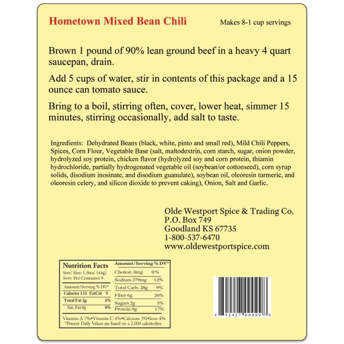 Hometown Mixed Bean Chili