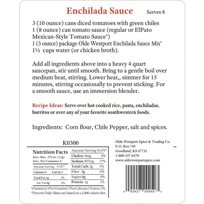 Mesa Flats Enchilada Sauce Mix- 3 oz Package
