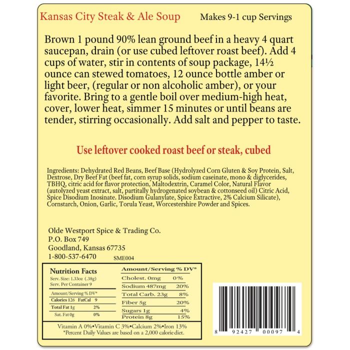 Kansas City Steak & Ale Soup Mix